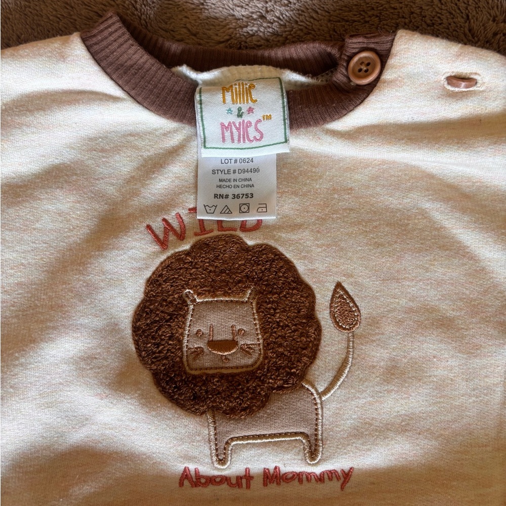 Millie & Myles Baby Boys Lion Sweatshirt and Joggers Set 3-6M D94490 - Picture 2 of 4